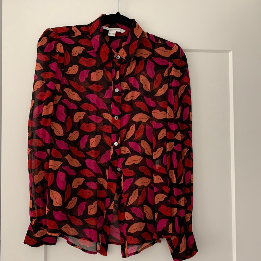 DVF Signature Lip Print Dress Shirt
